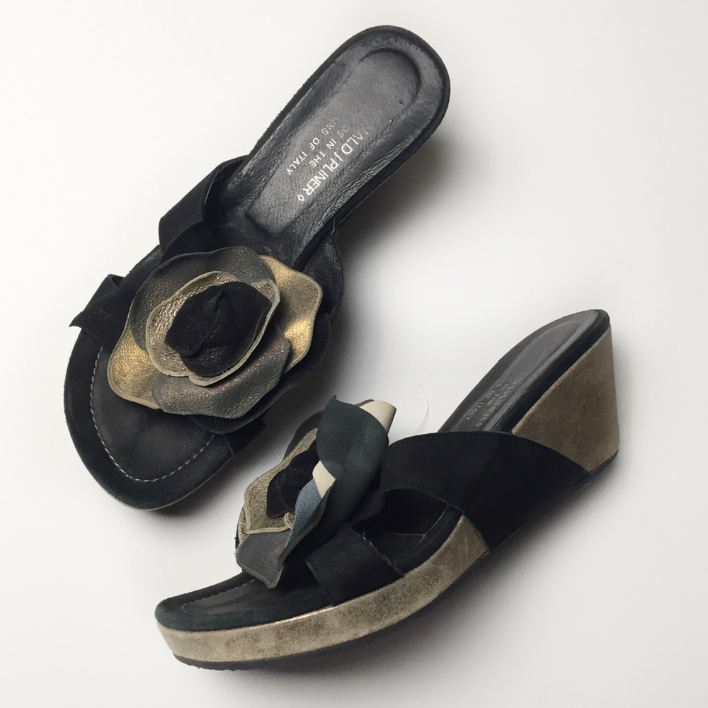 Donald Pliner Gram Layered Flower Detail Wedge